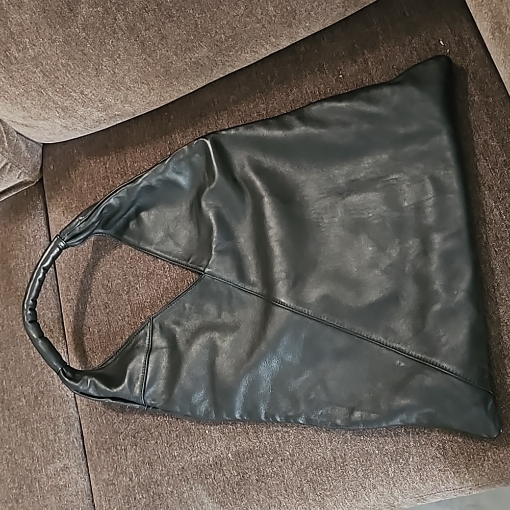 Black leather oversized bag